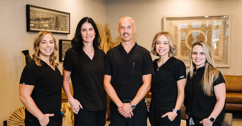Clean, professional medical spa treatment room with neutral tones at Rivers Edge Aesthetic Surgery in Sioux Falls